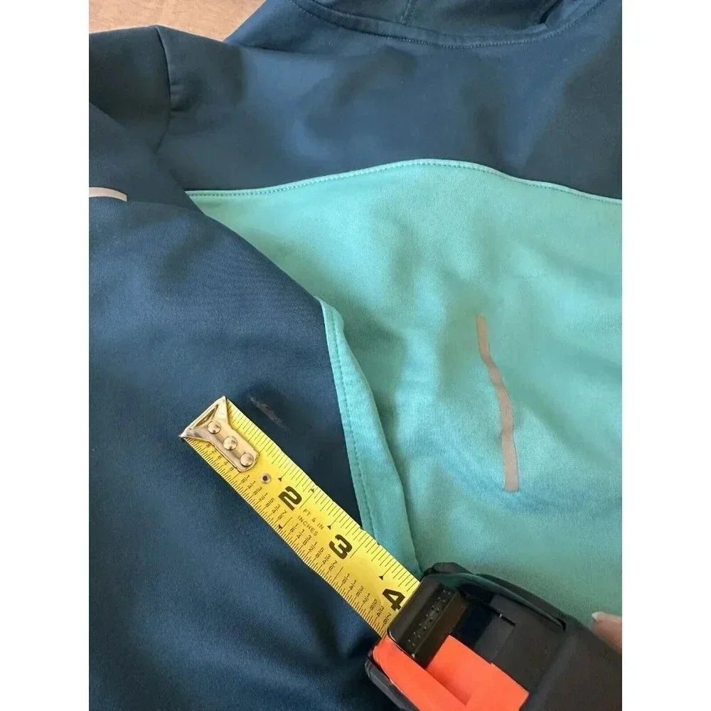 Nike Running Women’s (L) 1/4 Zip Pull Over Dri Fit Teal/Light Green Cap Hoodie